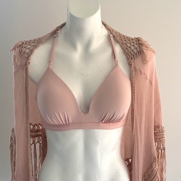 Athleta women’s light pink push-up bikini top, adjustable straps, size L - Picture 1 of 13